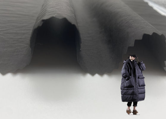 100٪ نايلون التجاعيد Handfeel لينة لامعة تنفس سترة الشتاء معطف النسيج